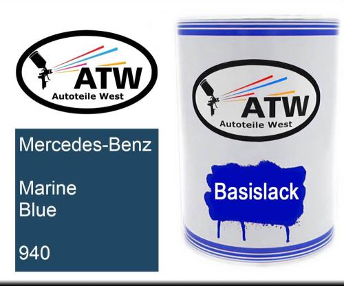 Mercedes-Benz, Marine Blue, 940: 500ml Lackdose, von ATW Autoteile West.